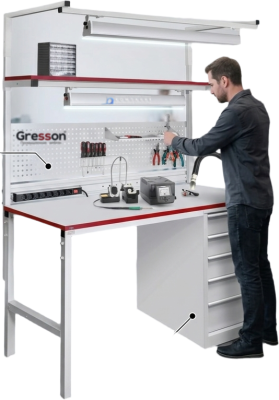 Промышленный стол с тумбой GRESSON СП-Т (1200/1500/1800 мм, нагрузка 300 кг, ESD). Изображение №1
