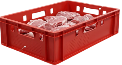 Пластиковый ящик для мяса Iplast E1 12.421 600х400х120 синий. Изображение №1