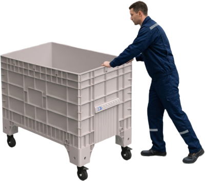Большой пластиковый контейнер iPlast iBOX 1020x640x810 мм на колесах (светло-серый, сплошные стенки и дно). Изображение №1