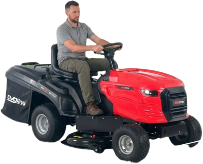 Садовый трактор (газонокосилка с сиденьем) EVOline TRG 107 CH (двигатель Loncin 13,6 л.с., гидростатическая трансмиссия, ширина кошения 107 см). Изображение №1