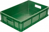 Пластиковый ящик 600х400х120 мм сплошной с ручками зеленый морозостойкий