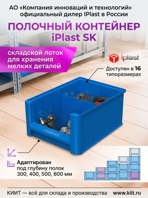 Полочный контейнер iPlast SK-3109 300х117х90 мм (голубой, с 1 поперечной перегородкой). Изображение №13