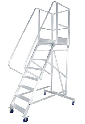 Лестница складская передвижная с площадкой на колесиках (150 кг) MEGAL - ВС-2.0. Изображение №3