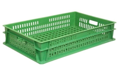 Ящик п/э 740х465х145 перфорированный зеленый. Изображение №1