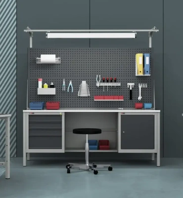 Верстак ДиКом ВЛ-К-150-02+Э1 | Ширина 1500 мм, оцинкованная столешница, экран, нагрузка 500 кг. Изображение №3