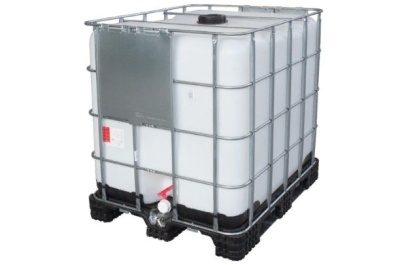 Пластиковая ёмкость UC 1000 л с краном белая на пластиковом поддоне. Изображение №1