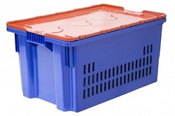 Ящик Futura Zip Safe PRO 600х400х300 сплошное дно синий с оранжевой крышкой