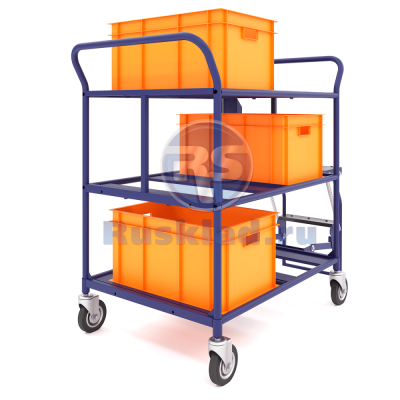 Тележка платформенная для ящиков RUSKLAD ТДЯ | 3 яруса, размеры 660×1055×950 мм. Изображение №4