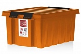 Оранжевый ящик Rox Box 16 литров с крышкой и клипсами 