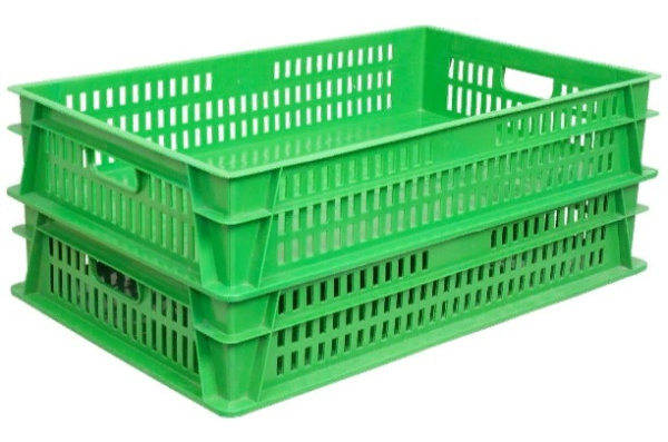 Фото ящик п/э 740х465х145 перф. сплошное дно зеленый на сайте www.kiit.ru в интернет-каталоге КИИТ ☎ +7(800) 707-07-45