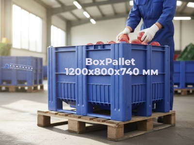 Крупногабаритный контейнер на полозьях BoxPallet 1200х800х740 мм сплошной, арт. C-Box 1208 S (740) зеленый. Изображение №4
