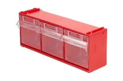 Короб красный Стелла mini 102/3 с тремя откидными прозрачными ящиками. Изображение №3
