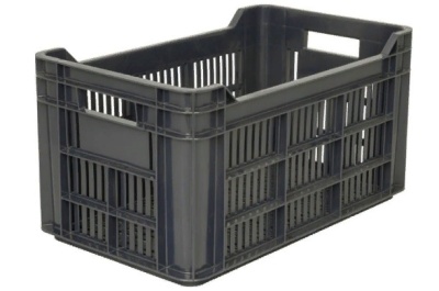 Ящик п/э с перфорацией 500х300х264 черный. Изображение №1