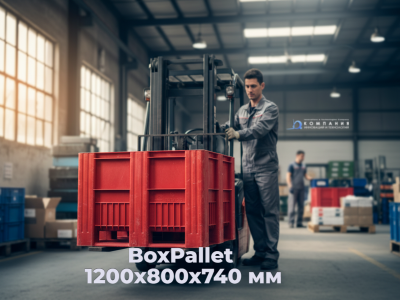 Крупногабаритный контейнер на полозьях BoxPallet 1200х800х740 мм сплошной, арт. C-Box 1208 S (740) зеленый. Изображение №2