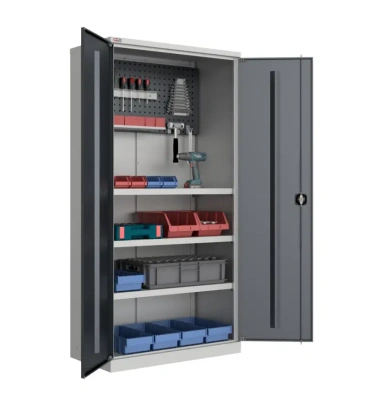 Шкаф инструментальный TS-052-01 1900х950х500 | ДиКом, перфорированный экран + 3 полки. Изображение №3