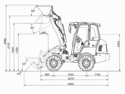 Универсальный мини-погрузчик TAIAN DY35LB (1200 кг, 2110 мм, Kubota V1505). Изображение №21