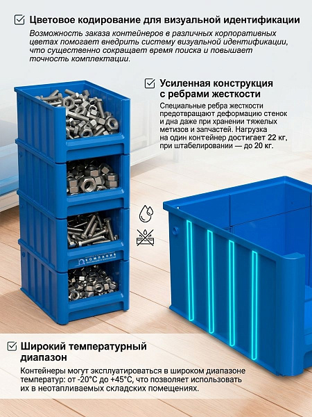 Купить полочный контейнер iPlast SK-3109 | С перегородкой, для стеллажей, Россия