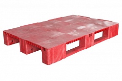 Пластиковый поддон на 3-х полозьях TR 1208-1 1200х800х150 мм сплошной, красный