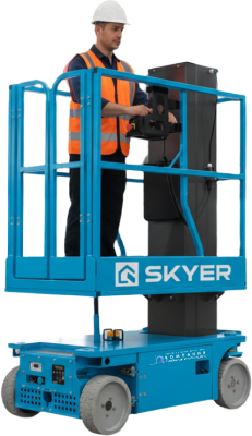 Вертикальный самоходный телескопический подъемник SKYER VM 0823 (8 м, 230 кг, 2×12/100 Ач). Изображение №1