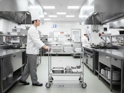 Сервисная тележка из нержавеющей стали RUSKLAD СТ-НЖ (2 яруса, 50 кг на полку, 4 типоразмера). Изображение №3