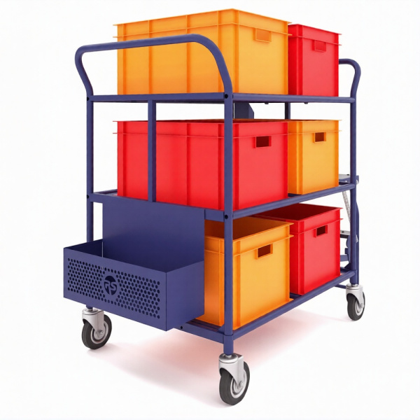 Трехъярусная тележка RUSKLAD ТДЯ 660х1055х950 | Для перевозки ящиков, грузоподъемность 250 кг