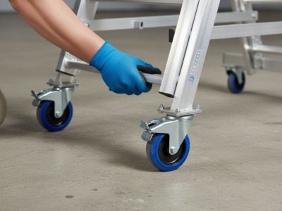 Телескопическая лестница-платформа MEGAL ТЛП (0,8-1,3) — алюминиевая, передвижная, с регулировкой высоты. Изображение №9