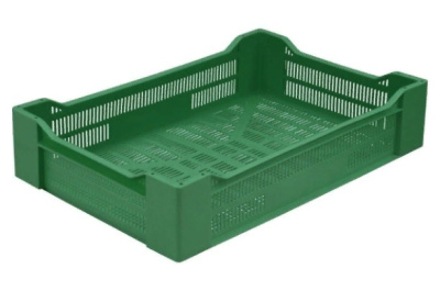 Ящик п/э ягодный 600х400х135 зеленый. Изображение №1