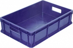 Пластиковый ящик 600х400х120 мм сплошной с ручками синий