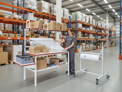 Стойка-держатель для рулонных материалов GRESSON СРМ-1500 (1500 мм, рабочая ширина 1295 мм, на колесах, с прижимной планкой). Изображение №5