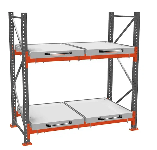 Фото стеллаж с 2 выкатными платформами 500 кг 2000х1950х1000 мм 2 яруса на сайте www.kiit.ru в интернет-каталоге КИИТ ☎ +7(800) 707-07-45 Изображение №4