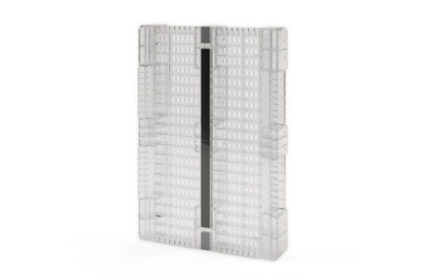 Фото пластиковый поддон на трёх полозьях усиленный одной трубой iplast 02.117.т106 1200x800x150 мм перфорированный серый   на сайте www.kiit.ru в интернет-каталоге КИИТ ☎ +7(800) 707-07-45