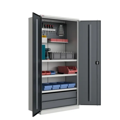 Шкаф инструментальный TS-052-04 1900х950х500 | ДиКом, экран с аксессуарами + 3 полки + 2 ящика. Изображение №4