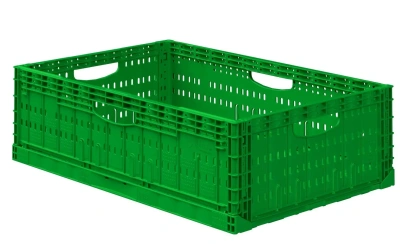 Ящик складной  FC-6418 600х400х180 мм iPlast салатовый перфорированный. Изображение №1