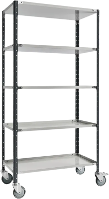 Тележка ДиКом ВЛТ-031 (5 полок, 500 кг, колеса TENTE, RAL 7038/7016). Изображение №5