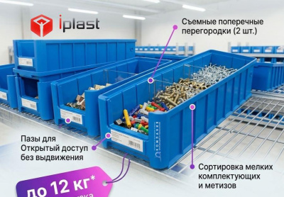 Контейнер SK 41509 400x155x90 синий. Изображение №1