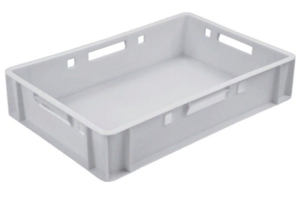 Фото ящик п/э мясной е1 сплошной 600х400х120 белый морозостойкий на сайте www.kiit.ru в интернет-каталоге КИИТ ☎ +7(800) 707-07-45