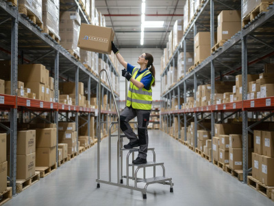 Монтажная подставка MEGAL (тип 1) 5 ступеней с двумя поручнями 050405 (3,0 м, 5 ступеней, 150 кг). Изображение №5