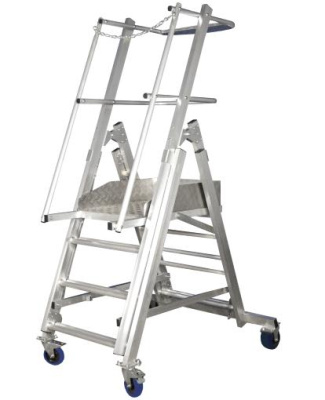 Телескопическая лестница-платформа MEGAL ТЛП (0,8-1,3) — алюминиевая, передвижная, с регулировкой высоты. Изображение №2
