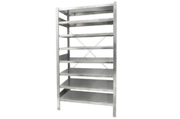 Фото стеллаж металлический 8 полок на безболтовом соединении 2000x1000x400 на сайте www.kiit.ru в интернет-каталоге КИИТ ☎ +7(800) 707-07-45