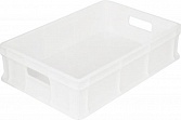 Пластиковый ящик 600х400х120 мм сплошной с ручками белый морозостойкий