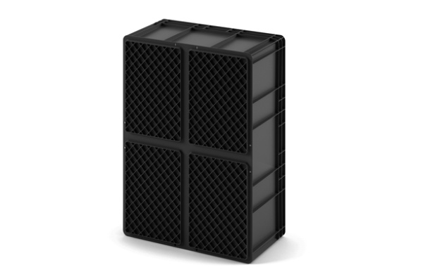 Фото пластиковый ящик 12.314 800х600х320 мм черный с усиленным дном на сайте www.kiit.ru в интернет-каталоге КИИТ ☎ +7(800) 707-07-45