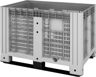 Контейнер SDBOX 1208 PS 1200х800х800 мм перфорированный серый на полозьях. Изображение №1