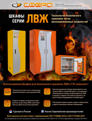 Огнеупорный шкаф Сфера для хранения ЛВЖ–1–1670х590х450 (огнестойкость 10 минут, 1670×590×450 мм, 3 полки). Изображение №12