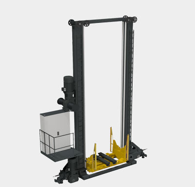 Автоматизированный кран-штабелер для паллет с 1 комплектом телескопических вил. Изображение №1