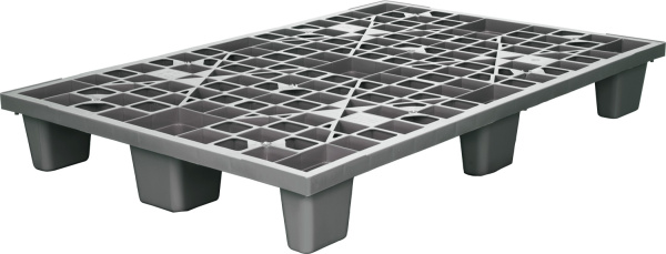 Фото пластиковый поддон на 9 ножках tr 1208 l 1200х800х160 мм перфорированный, серый на сайте www.kiit.ru в интернет-каталоге КИИТ ☎ +7(800) 707-07-45