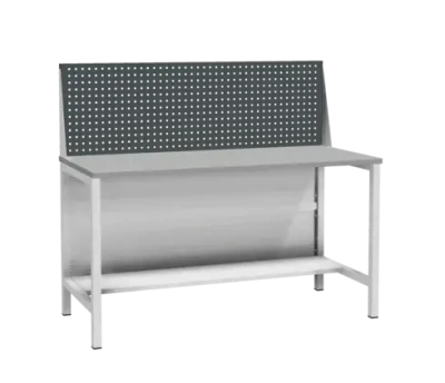 Верстак ДиКом ВЛ-К-150-02+Э1 | Ширина 1500 мм, оцинкованная столешница, экран, нагрузка 500 кг. Изображение №1