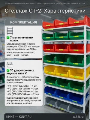 Стеллаж полочный в комплекте с ящиками и лотками 30 штук Стелла-техник СТ-2. Изображение №5