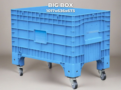 Большой передвижной контейнер на колесах Big Box 1017х636х673 голубой. Изображение №3