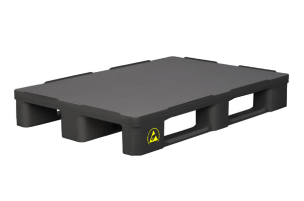 Фото пластиковый поддон на 3-х полозьях ir 1208-1 esd сплошной антистатический, черный на сайте www.kiit.ru в интернет-каталоге КИИТ ☎ +7(800) 707-07-45