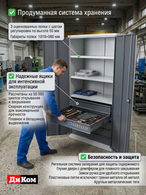 Шкаф металлический ДиКом ВЛ-052-08 (2000х1024х625 мм, 800 кг, средняя серия). Изображение №5